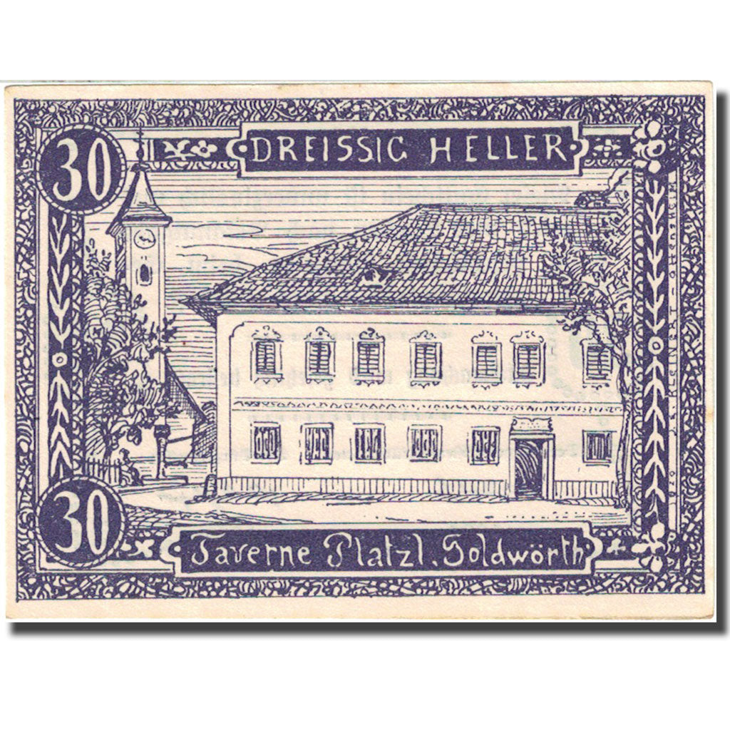 Banknote, Austria, Goldwörth, 30 Heller, Monument, 1920, 1920-12-31, AU(55-58)
