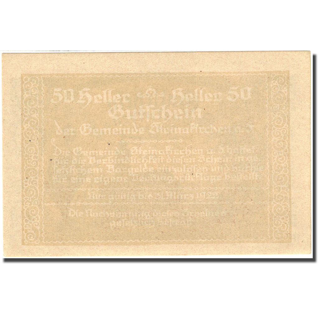 Banknote, Austria, Steinakirchen am Forst, 50 Heller, personnage, 1922