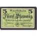 Banknote Germany Eckartsberga 5 Pfennig valeur faciale 1921-06-01 SPL Mehl 305.3