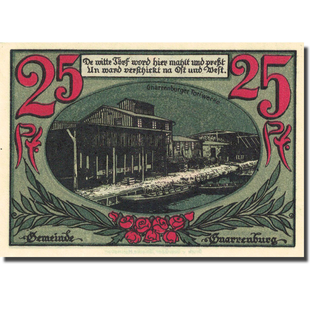Banknote, Germany, Gnarrenburg, 25 Pfennig, Port, 1921, UNC(63), Mehl:443.1