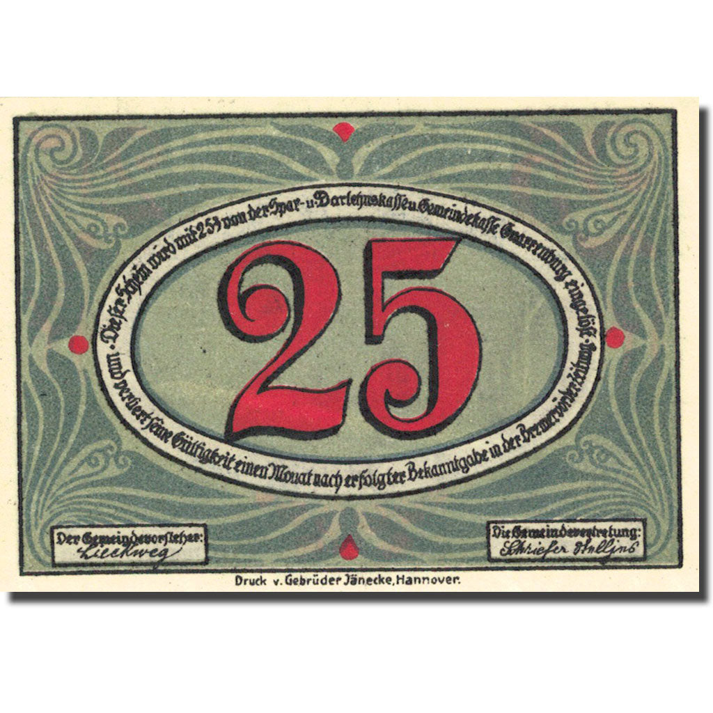 Banknote, Germany, Gnarrenburg, 25 Pfennig, Port, 1921, UNC(63), Mehl:443.1