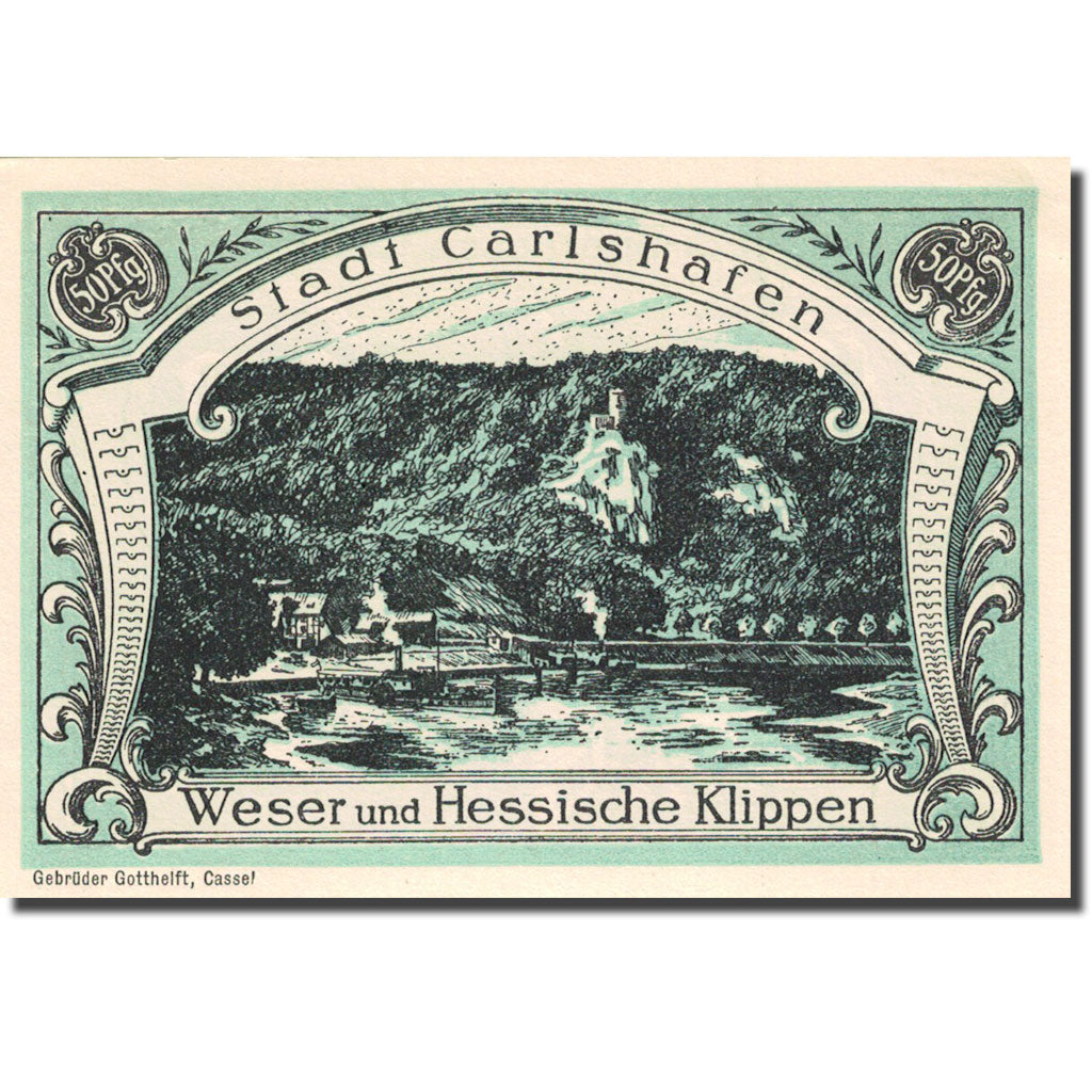 Banknote, Germany, Carlshafen, 50 Pfennig, château, 1922, UNC(63), Mehl:222.1a