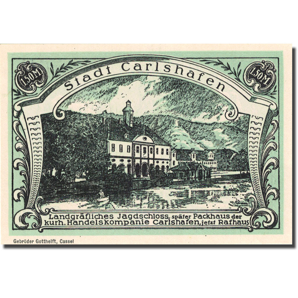 Banknote, Germany, Carlshafen, 1 Mark, château, 1922, UNC(63), Mehl:222.1a