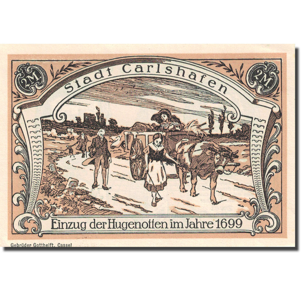 Banknote, Germany, Carlshafen, 2 Mark, château, 1922, UNC(63), Mehl:222.1a