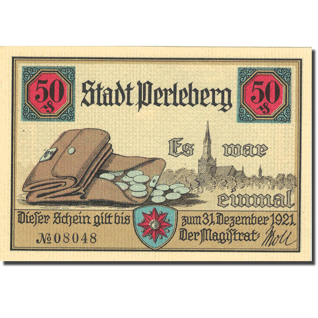 Banknote, Germany, Perleberg, 50 Pfennig, village 1921-12-31 UNC(63) Mehl 1056.1