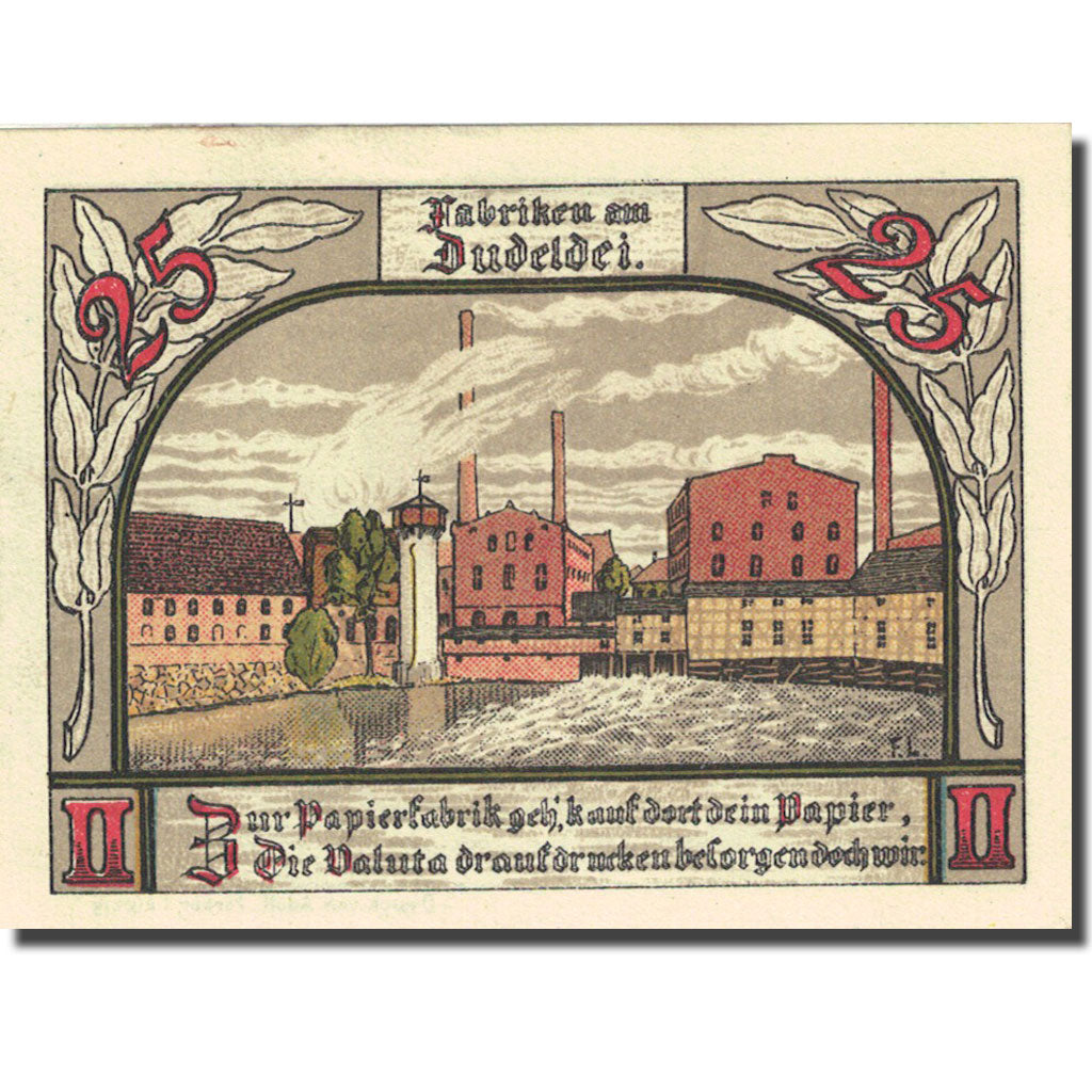 Billet, Allemagne, Jessnitz, 25 Pfennig, Usine 1921-09-01, SPL Mehl 659.4