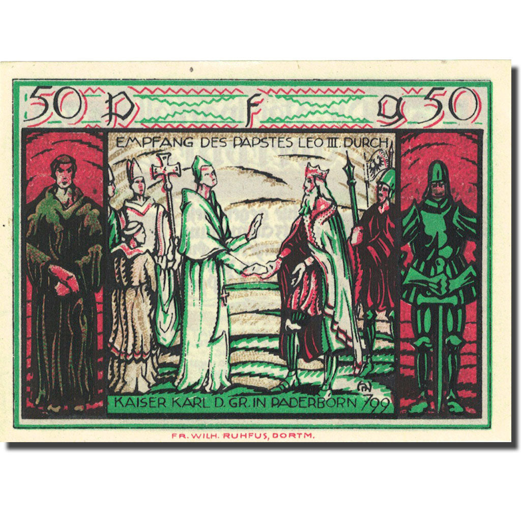 Banconote, Germania, Paderborn, 50 Pfennig, personnage, 1921 SPL Mehl 1043.2