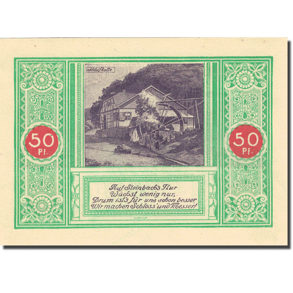 Banknote, Germany, Steinbach, 50 Pfennig, moulin 1922 UNC(63) Mehl 1261.1b