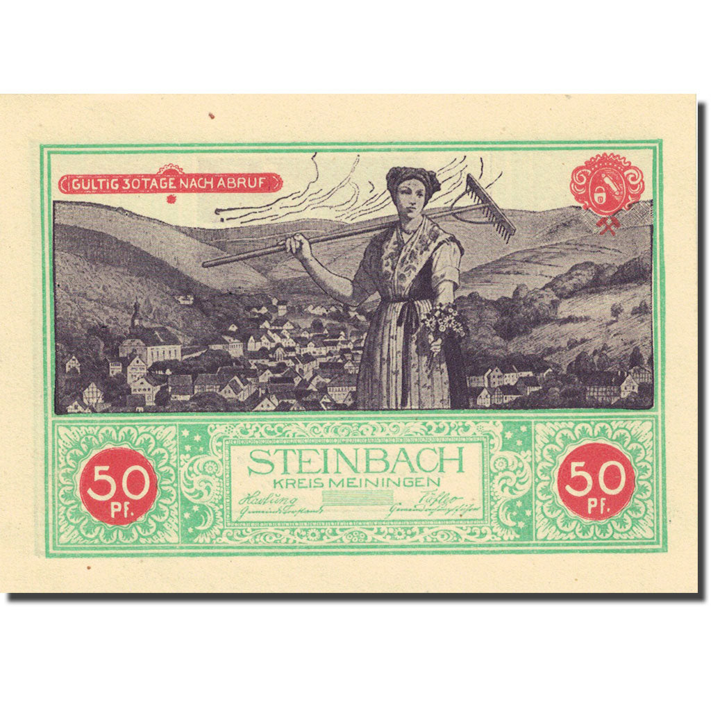 Banknote, Germany, Steinbach, 50 Pfennig, industrie, 1922, UNC(63), Mehl:1261.1b
