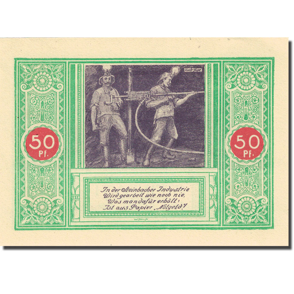 Banknote, Germany, Steinbach, 50 Pfennig, industrie, 1922, UNC(63), Mehl:1261.1b