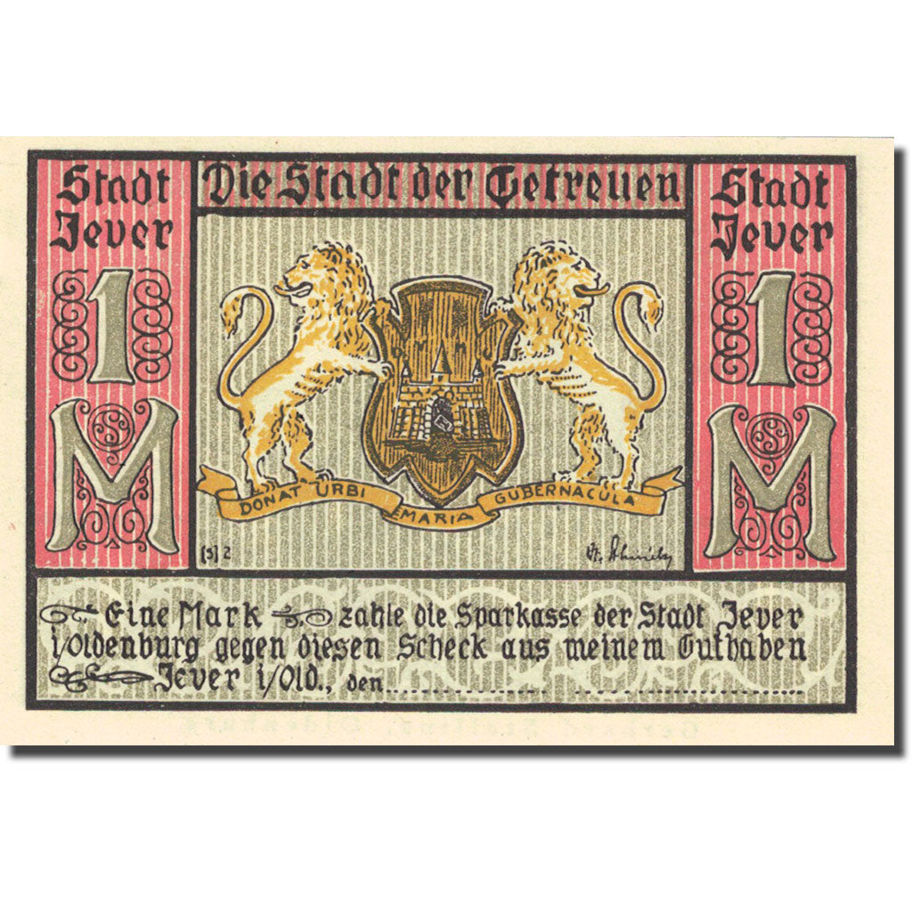 Banknote, Germany, Jever, 1 Mark, Blason, 1922, UNC(63), Mehl:661A.1
