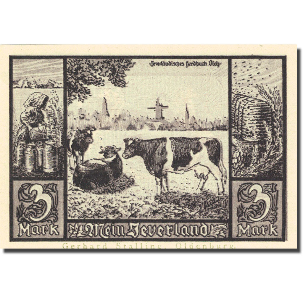Banknote, Germany, Jever, 3 Mark, Blason, 1922, UNC(63), Mehl:661A.1