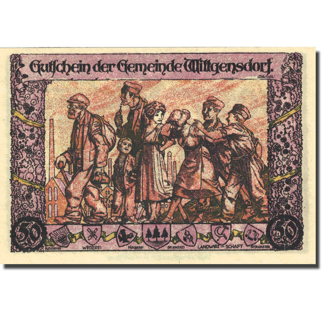 Banknote, Germany, Wittgensdorf, 50 Pfennig, personnage 1921 SPL Mehl 1446.1