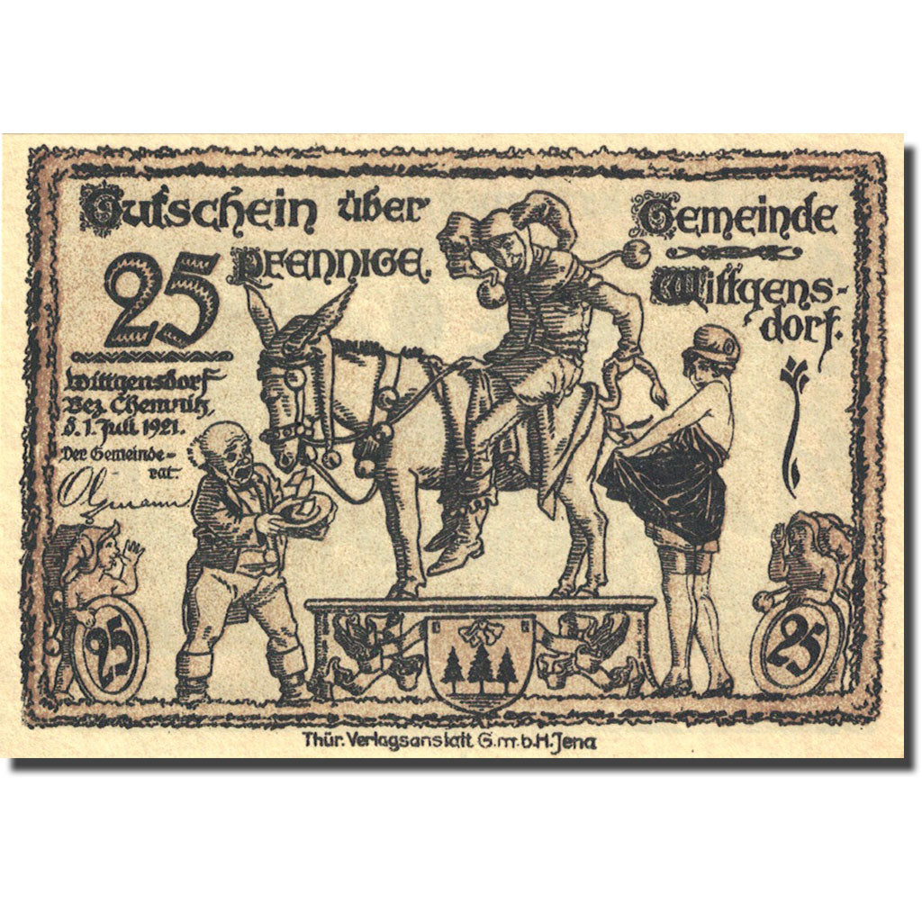 Banknote, Germany, Wittgensdorf, 25 Pfennig, personnage 1921 SPL Mehl 1446.1