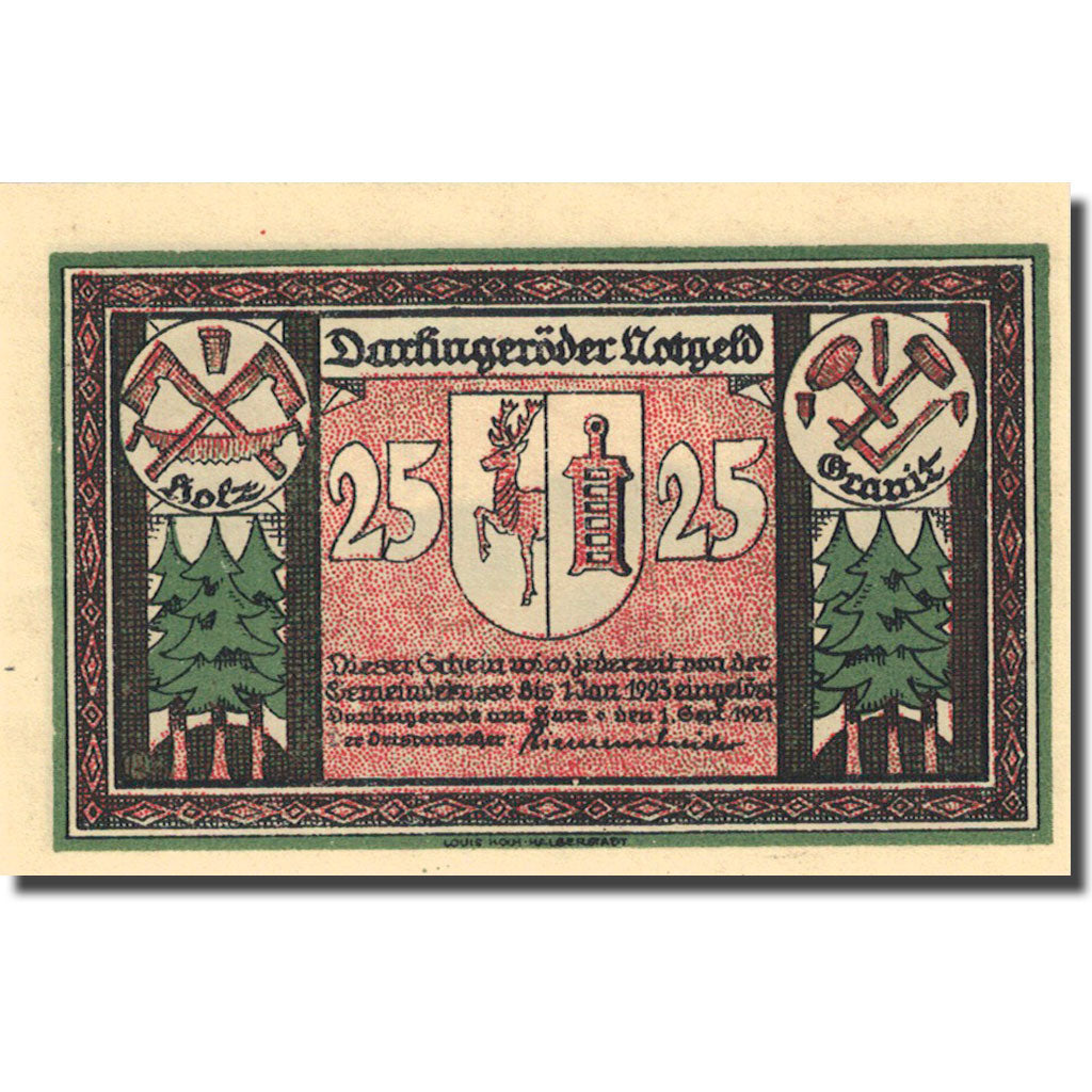 Banknote, Germany, Darlingeröde, 25 Pfennig, Forêt 1923-01-01 UNC(63) Mehl 258.1