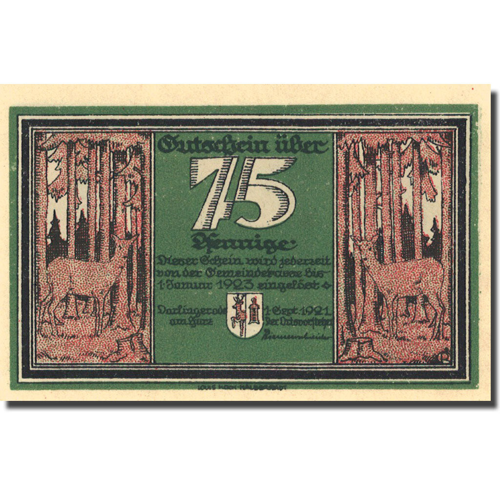 Banknote, Germany, Darlingeröde, 75 Pfennig, Forêt 1923-01-01 UNC(63) Mehl 258.1