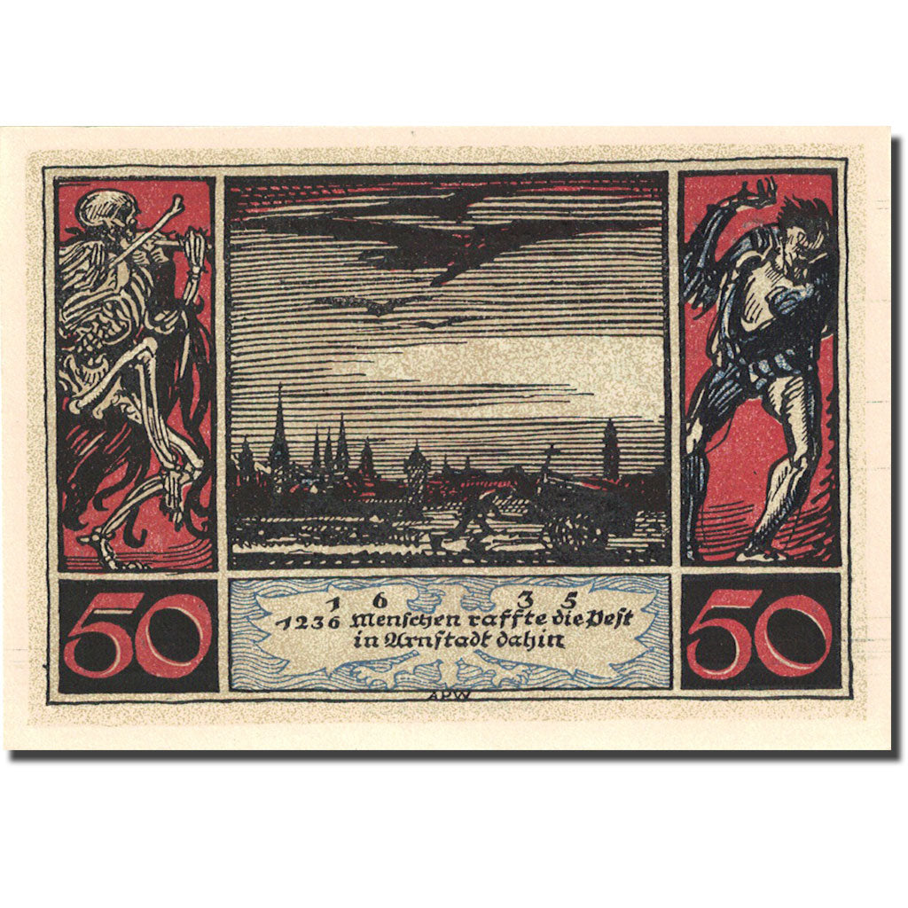 Billet, Allemagne, Arnstadt, 50 Pfennig, personnage, 1921, SPL, Mehl:43.3b