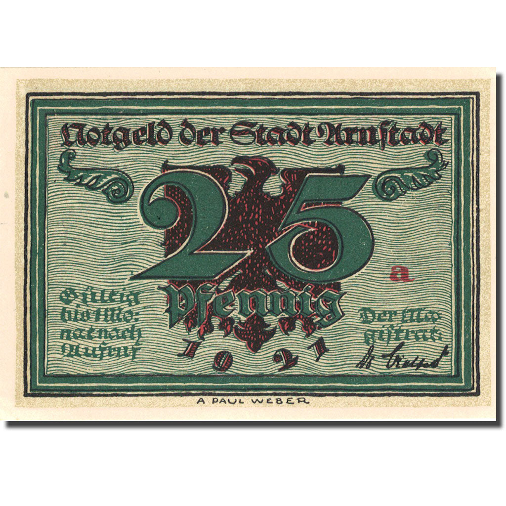 Geldschein, Deutschland, Arnstadt, 25 Pfennig, personnage, 1921, UNZ-, Mehl:43.2