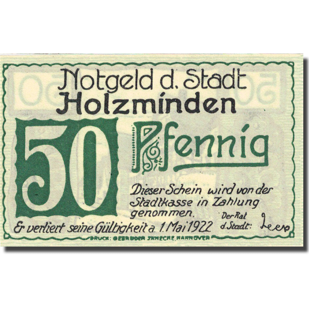 Banknote, Germany, Holzminden, 50 Pfennig, village 1922-05-01 UNC(63) Mehl 625.1