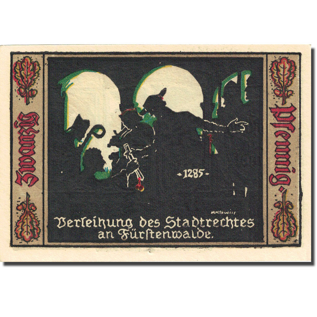 Banknote, Germany, Fürstenwalde, 20 Pfennig, Blason, 1921, UNC(63), Mehl:403.1a