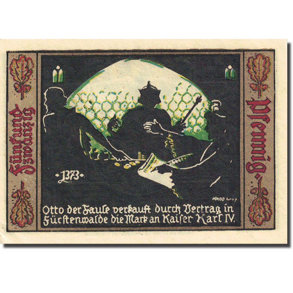 Banknote Germany Fürstenwalde 25 Pfennig Blason 1921 UNC(60-62) Mehl 403.1a