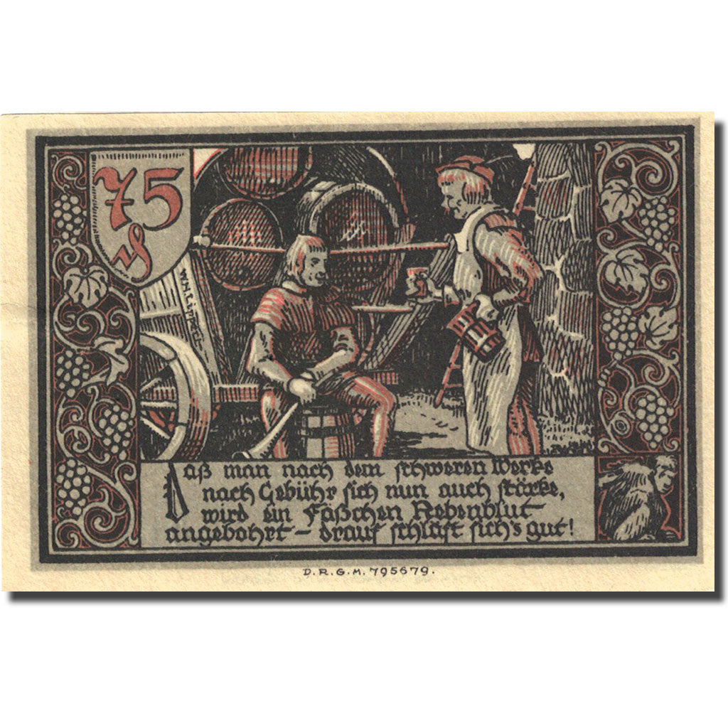 Banknote, Germany, Gransee, 75 Pfennig, château, 1921, AU(55-58), Mehl:465.1b