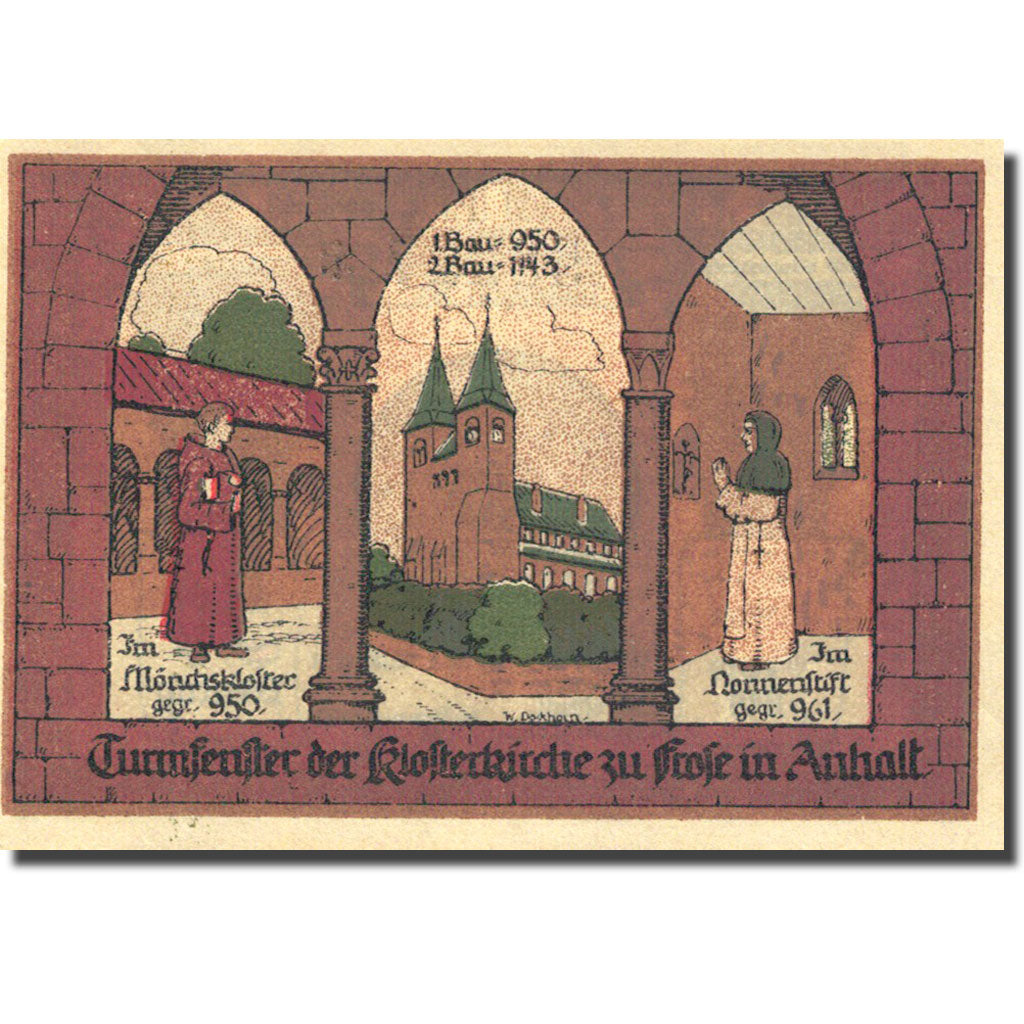 Banknote, Germany, Frose, 50 Pfennig, monastère 1921-03-15, UNC(63) Mehl 398.2a
