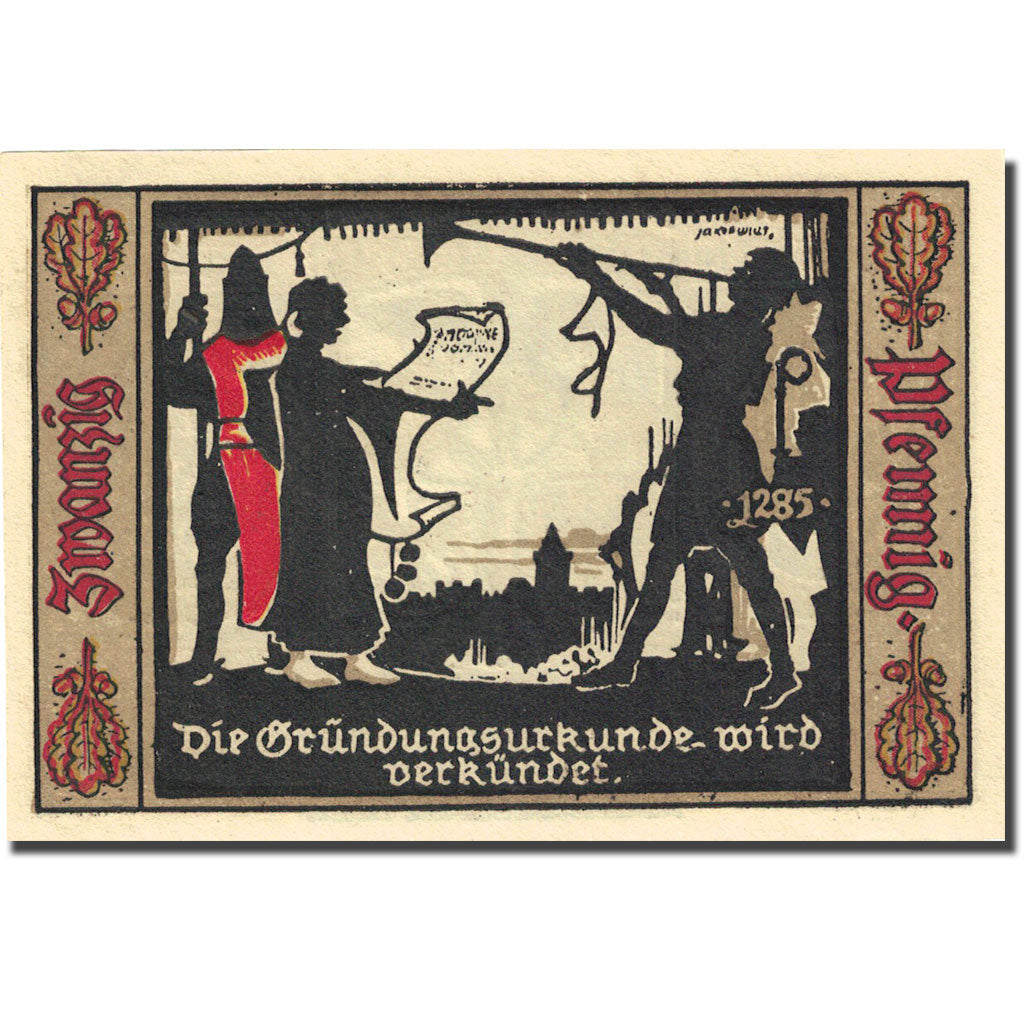 Banknote, Germany, Fürstenwalde, 20 Pfennig, Blason 2, 1921, UNC(63) Mehl 403.1a