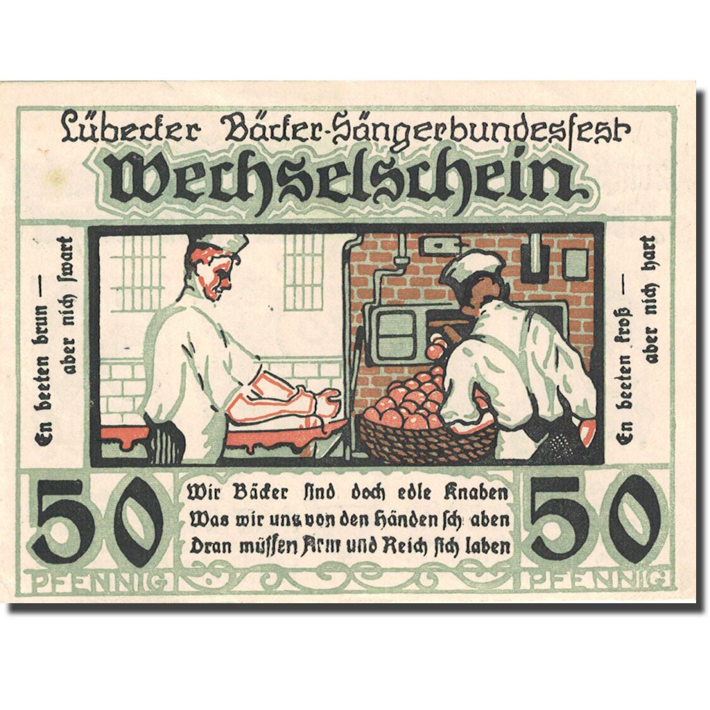 Banknote, Germany, Lübeck, 50 Pfennig, Blason 1921-08-18 AU(55-58) Mehl 820.1