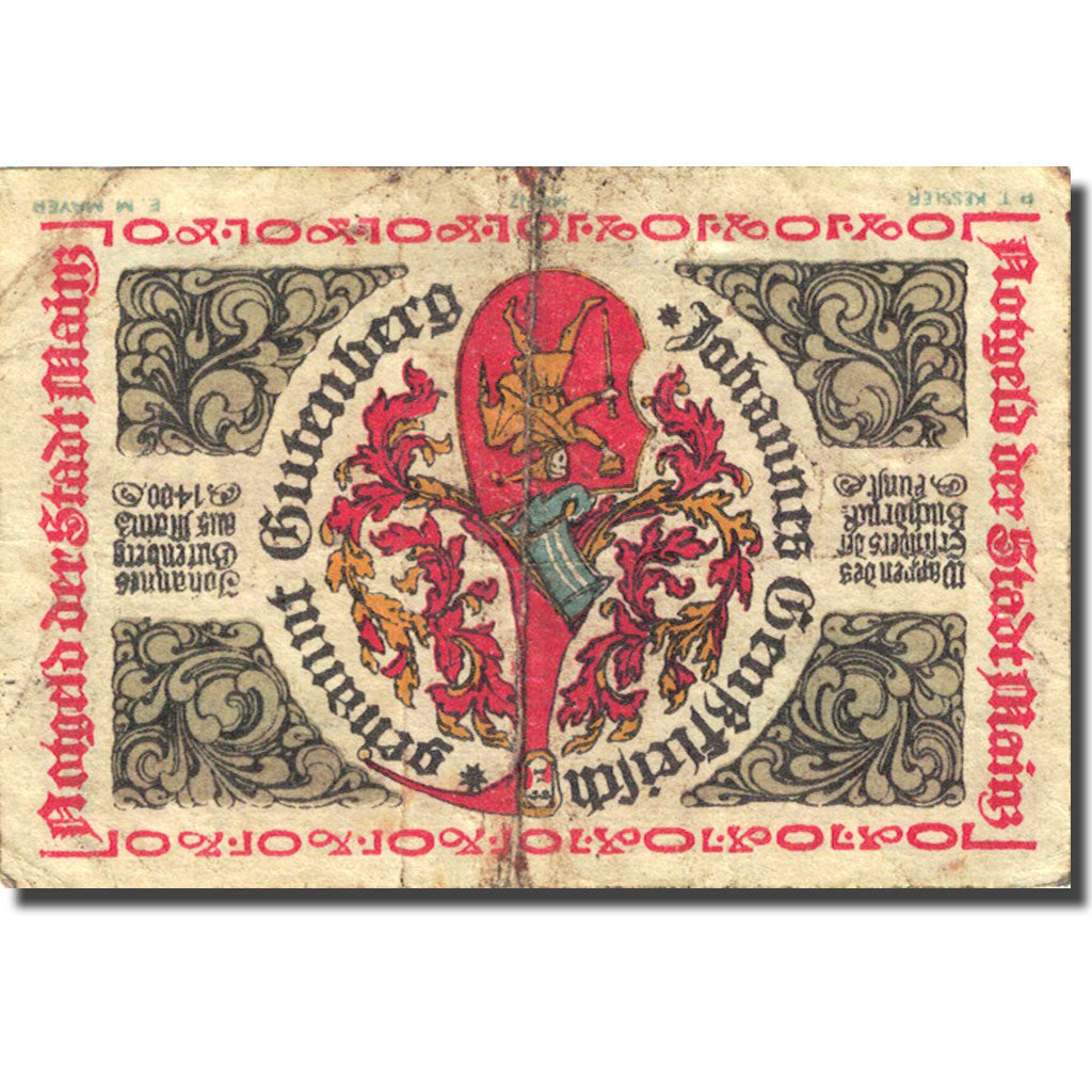 Banknote, Germany, Mainz, 10 Pfennig, Blason 1921-04-01, EF(40-45) Mehl 860.2a