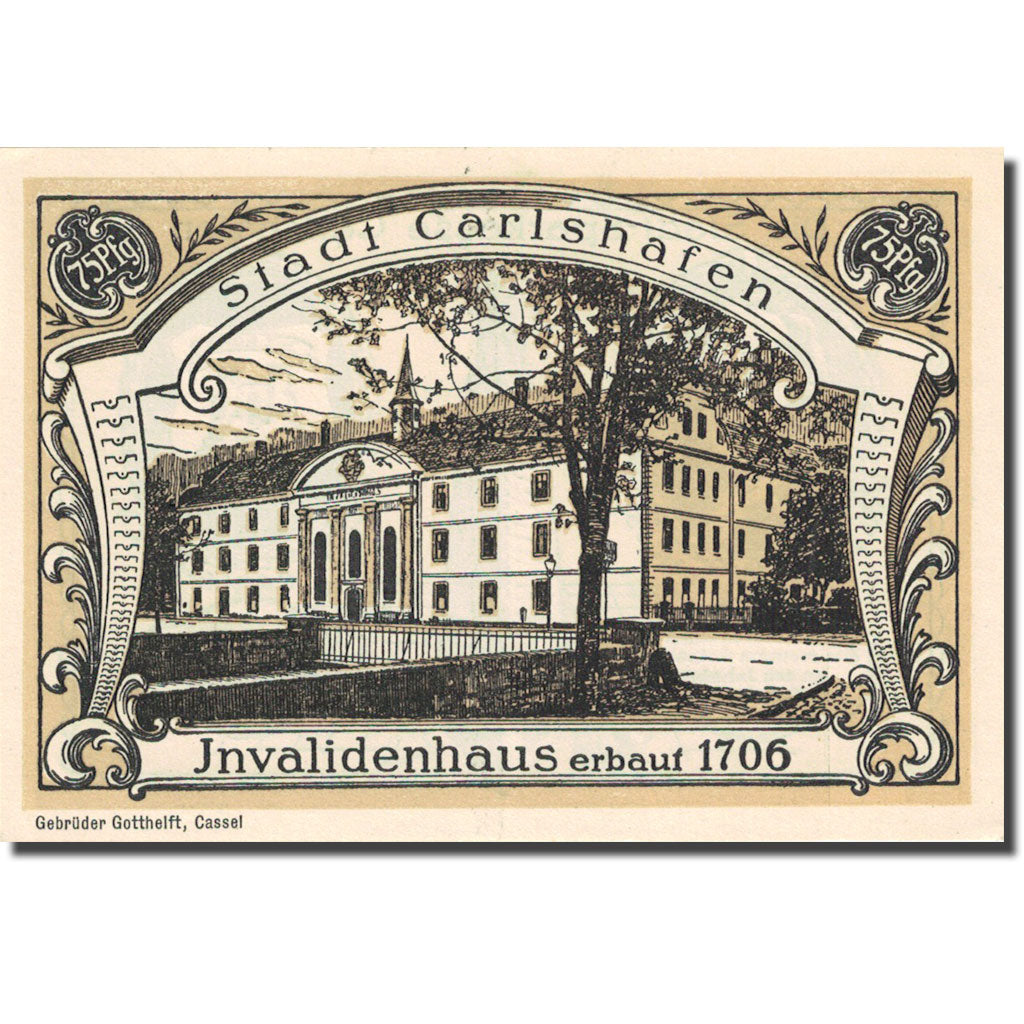 Banknote Germany Carlshafen 75 Pfennig personnage 1922 UNC(63) Mehl 222.1a