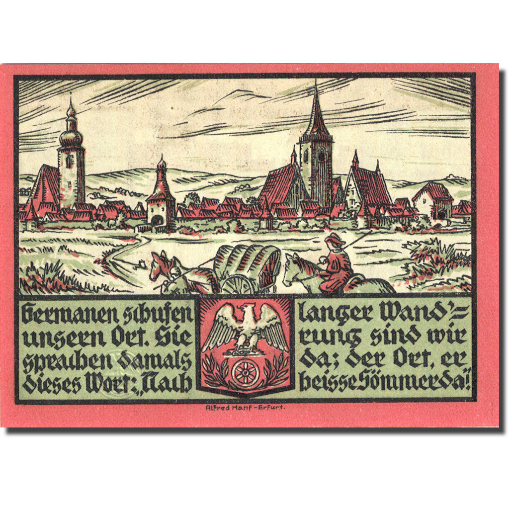 Billet, Allemagne, Sömmerda, 25 Pfennig, personnage 1, 1921, SPL Mehl 1230.1