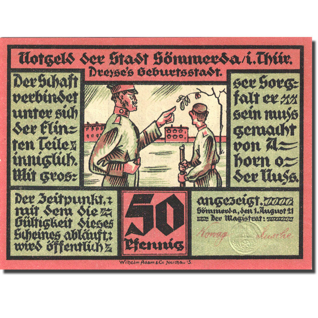 Banknote, Germany, Sömmerda, 50 Pfennig, personnage, 1921, UNC(63), Mehl 1230.1