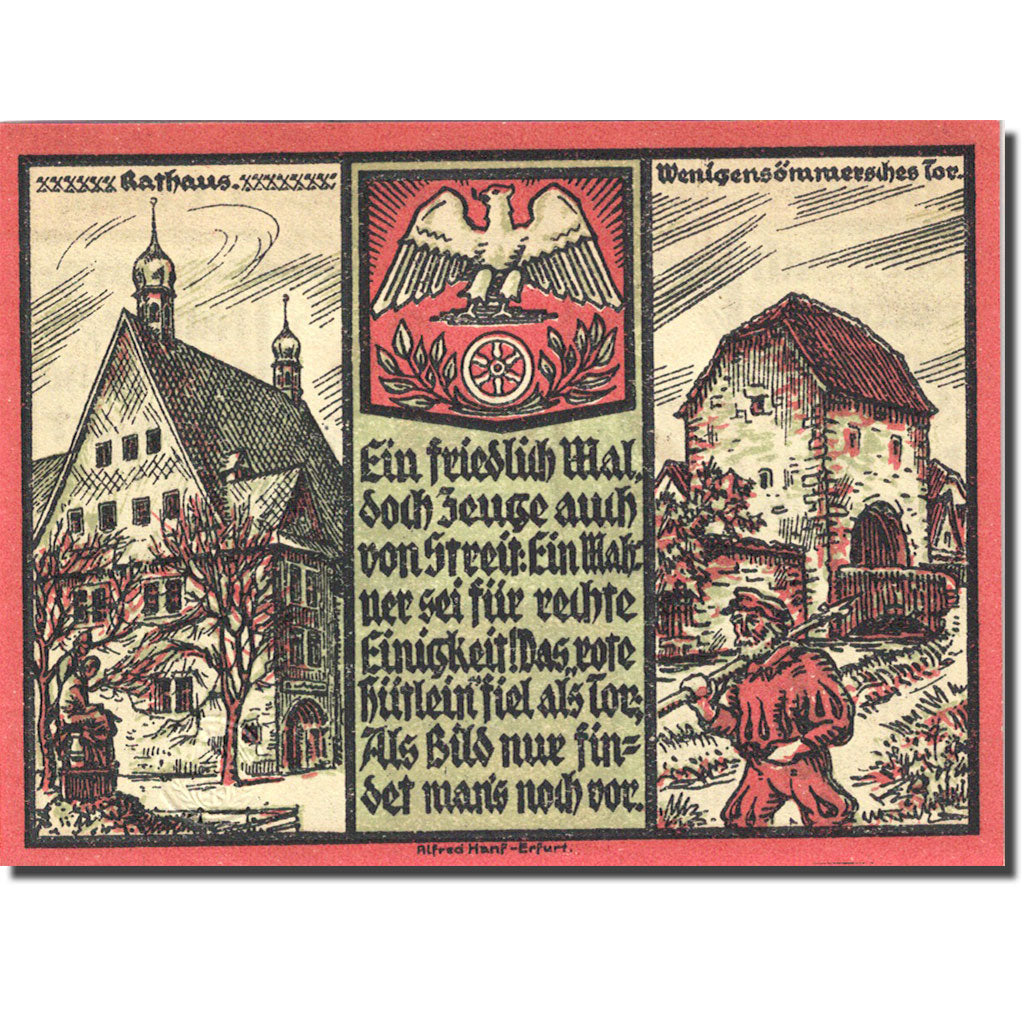 Banknote, Germany, Sömmerda, 50 Pfennig, personnage, 1921, UNC(63), Mehl 1230.1
