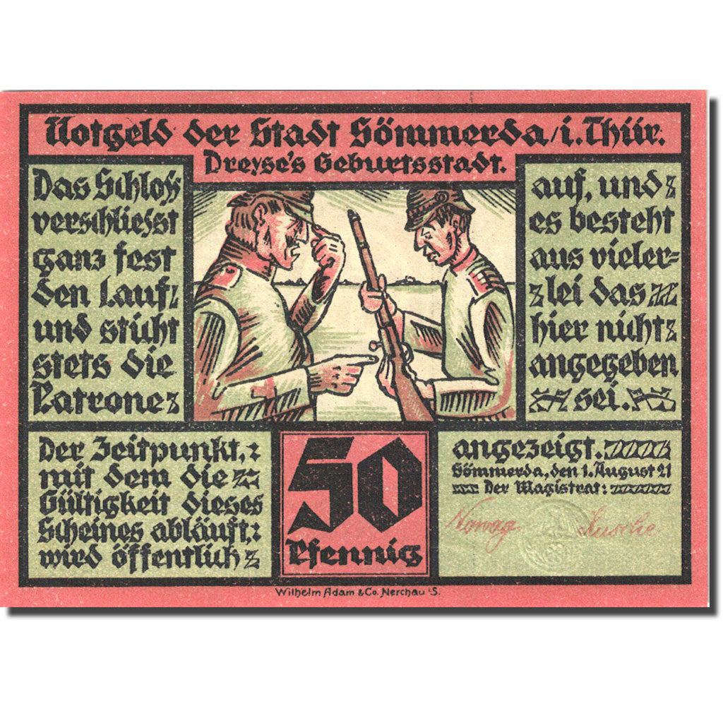 Banconote, Germania, Sömmerda, 50 Pfennig, personnage 1, 1921,  SPL Mehl 1230.1
