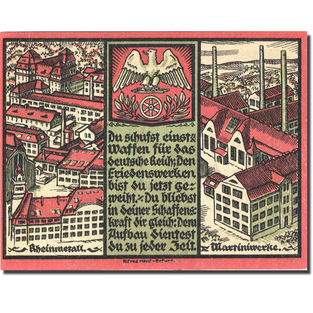 Billet, Allemagne, Sömmerda, 1 Mark, personnage 1, 1920-08-01, SPL Mehl 1230.1