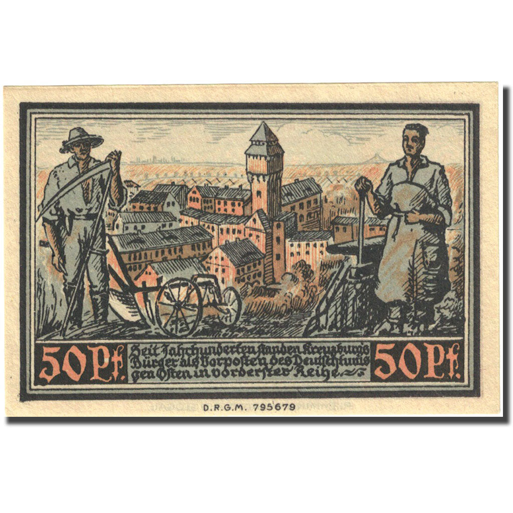 Banknote, Germany, Kreuzburg, 50 Pfennig, château 1921-10-18, UNC(63) Mehl 744.2