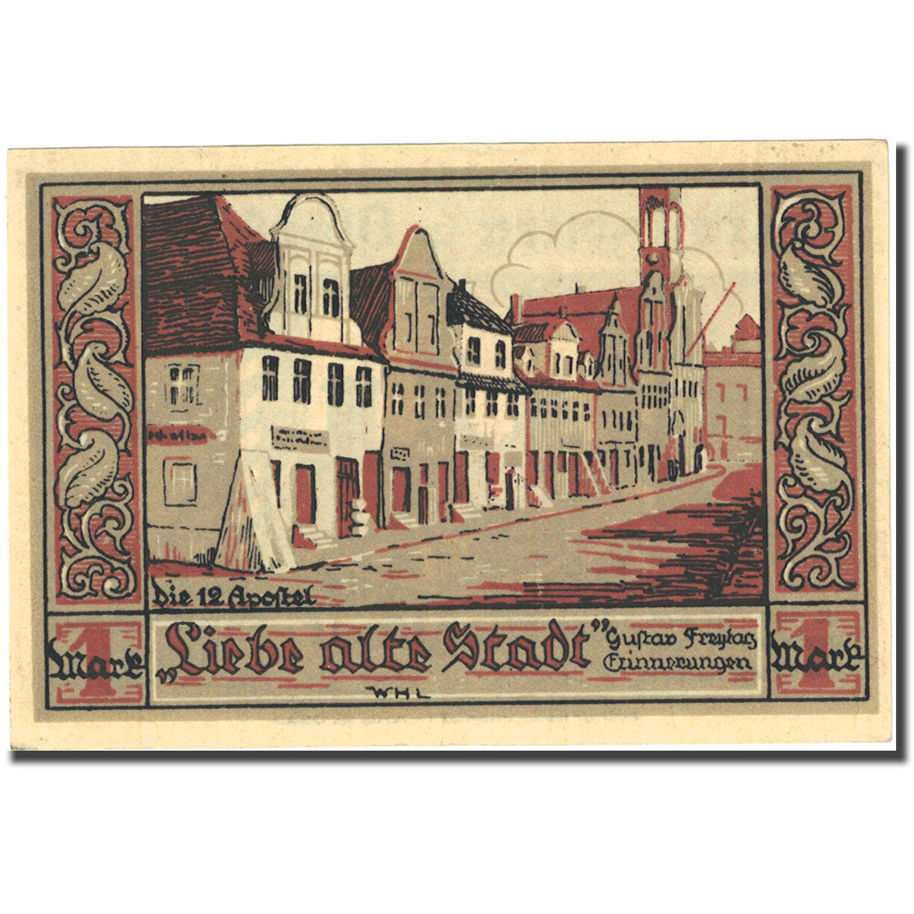 Banconote, Germania, Kreuzburg, 1 Mark, rue, 1921, SPL, Mehl:744.3b