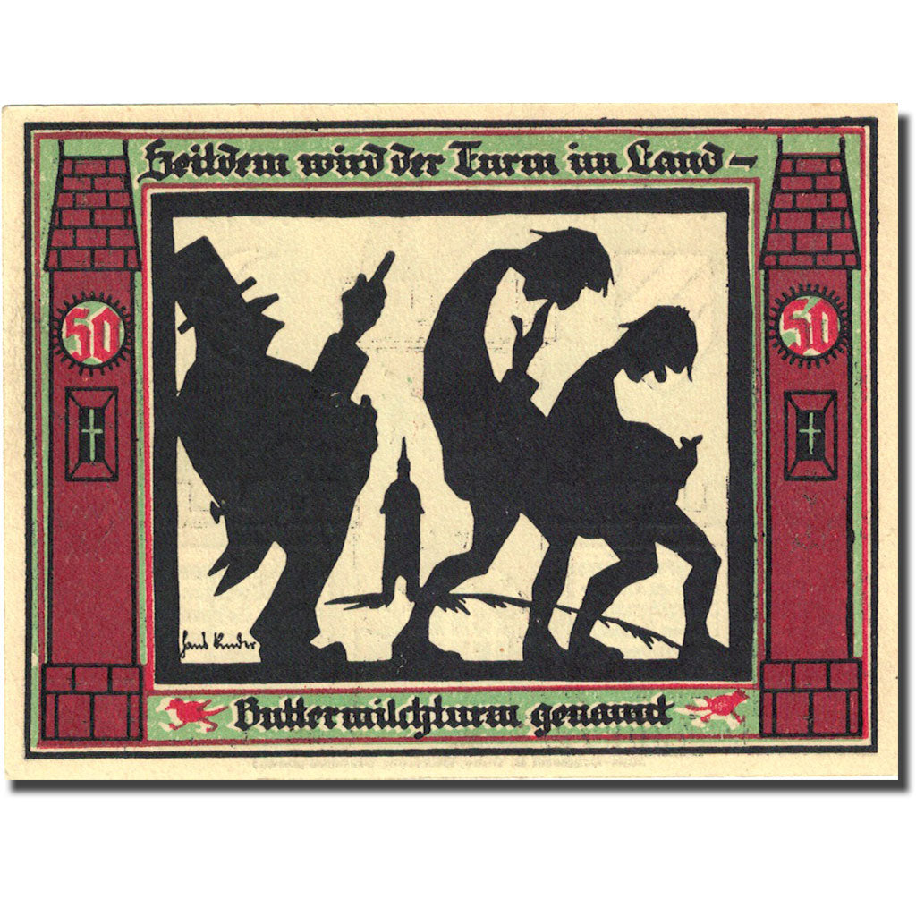 Banknote, Germany, Glauchau, 50 Pfennig, personnage 2, 1921 UNC(63) Mehl 436.1