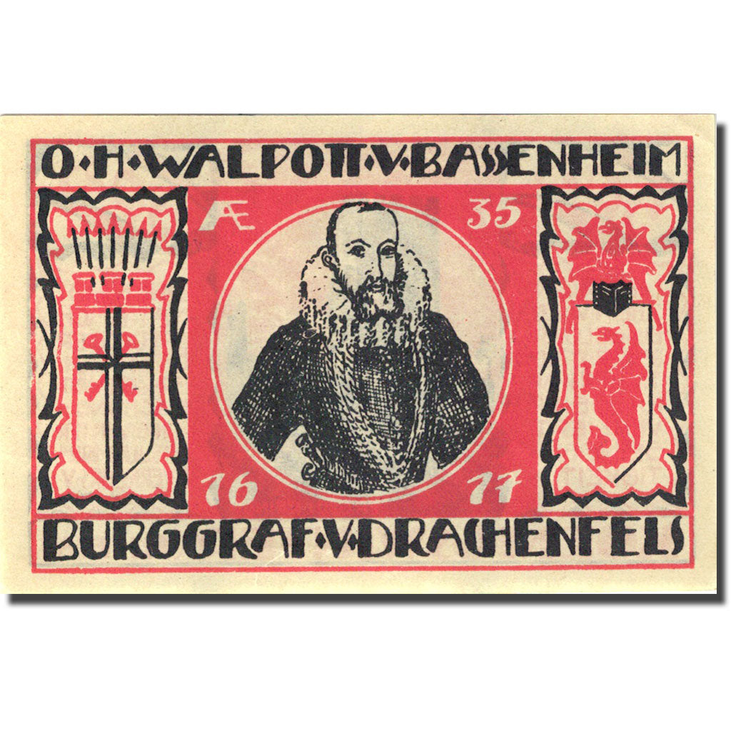 Banknote, Germany, Koenigswinter 50 Pfennig, ruine 1921-07-15 UNC(63) Mehl 731.2