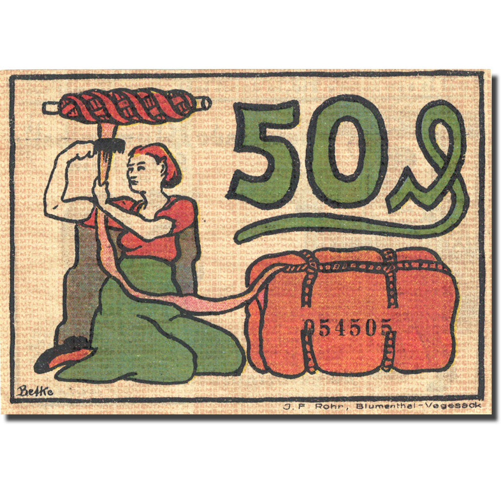 Billet, Allemagne, Blumenthal 50 Pfennig Usine 1921, 1921-07-25, SPL Mehl 123.1a