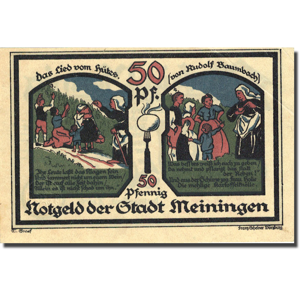 Banknote, Germany, Meiningen, 50 Pfennig, Blason 1921-06-11 UNC(63) Mehl 877.1