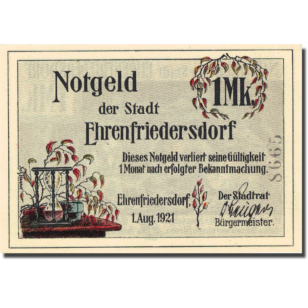 Banknote, Germany, Ehrenfriedersdorf, 1 Mark, Mineurs, 1921 UNC(63) Mehl 312.1a