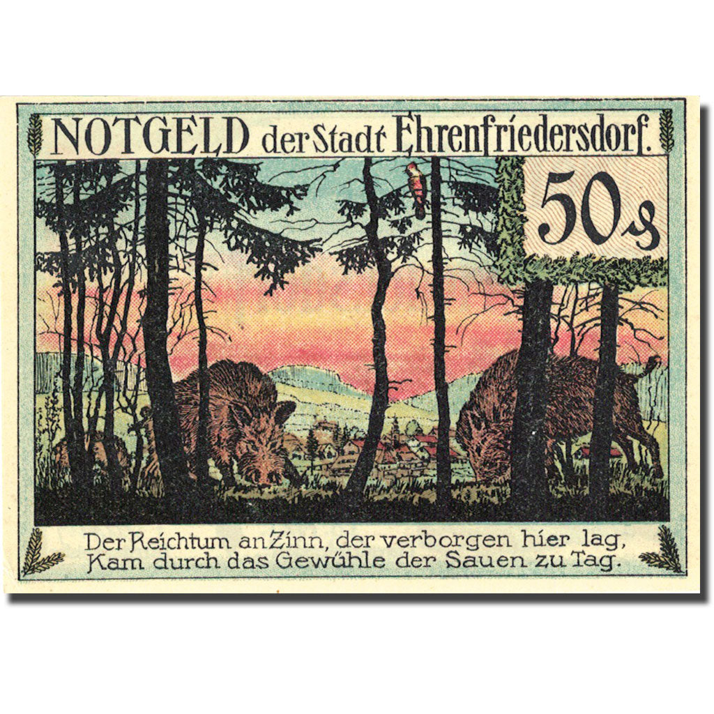 Banknote, Germany Ehrenfriedersdorf 50 Pfennig Forêt, 1921 UNC(63) Mehl 312.1b