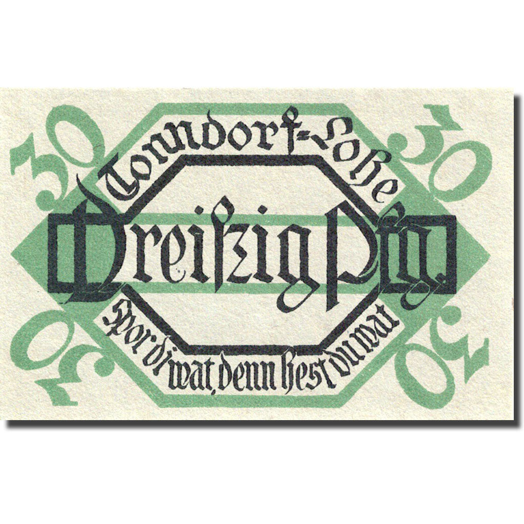 Banknote, Germany, Tonndorf, 30 Pfennig, Monument 1921 UNC(63) Mehl 1330.1