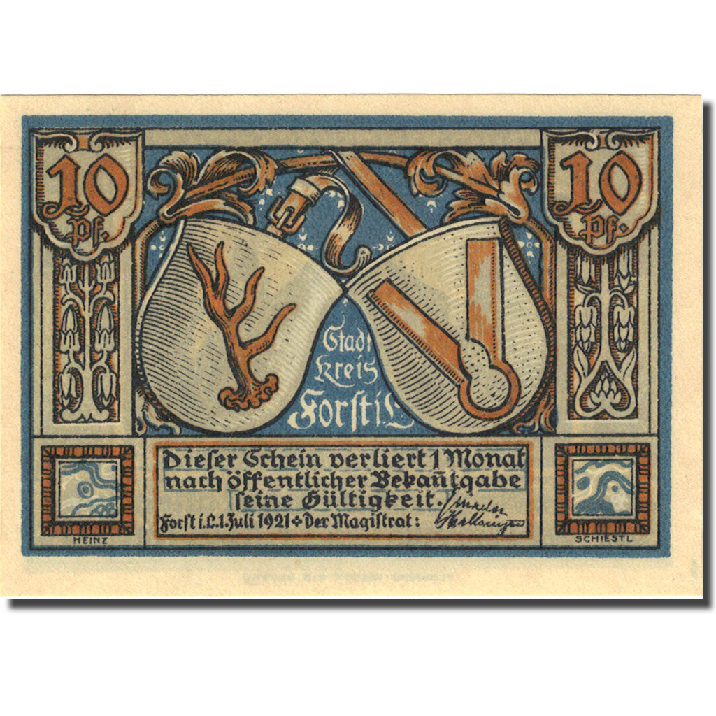 Billet, Allemagne, forst, 10 Pfennig, ecole, 1921, 1921-07-01, SPL, Mehl:371.1