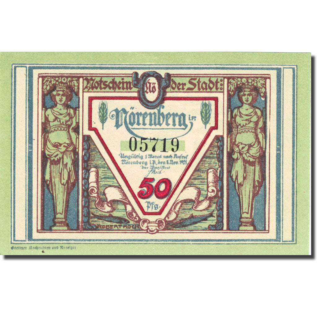 Geldschein, Deutschland, Nörenberg, 50 Pfennig, statue, 1921, 1921-11-08, UNZ-