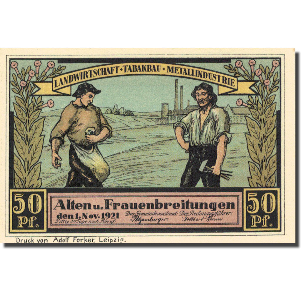 Banknote, Germany, Alten, 50 Pfennig, ferme 1921-11-01 UNC(63) Mehl 18.1