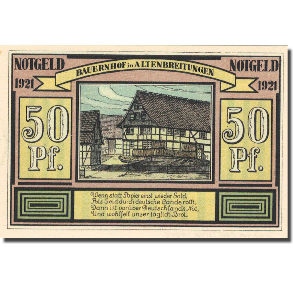 Banconote Germania, Alten 50 Pfennig, ferme 1, 1921, 1921-11-01, SPL, Mehl:18.1