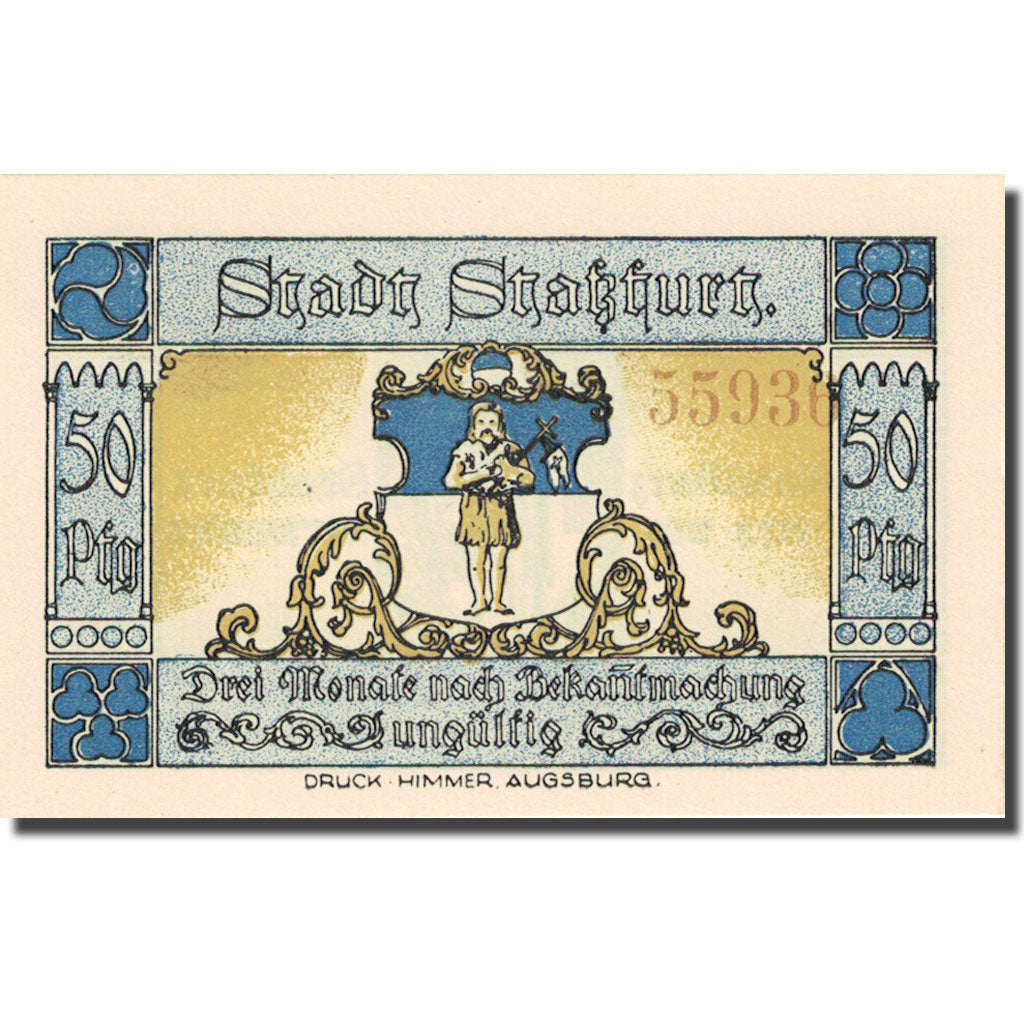 Banknote, Germany, Stassfurt 50 Pfennig, personnage 1, 1921 UNC(63) Mehl 1256.3a